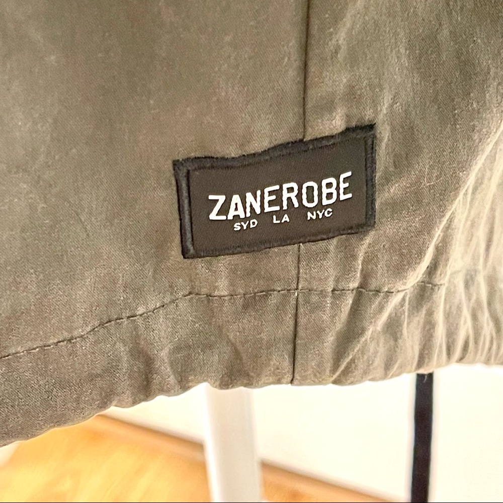 Zanerobe Mens Bomber Jacket with Back Tie in Army Green Size M - Picture 16 of 16
